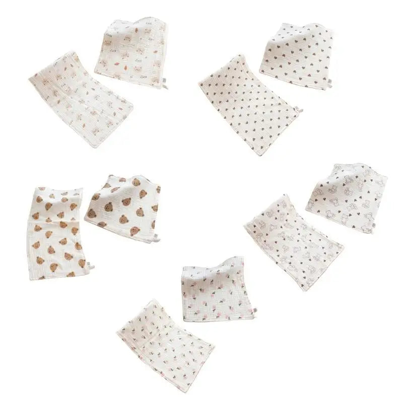 6-Layer Cotton Baby Nursing Towels | Soft Cartoon Face Cloths 2-Pack