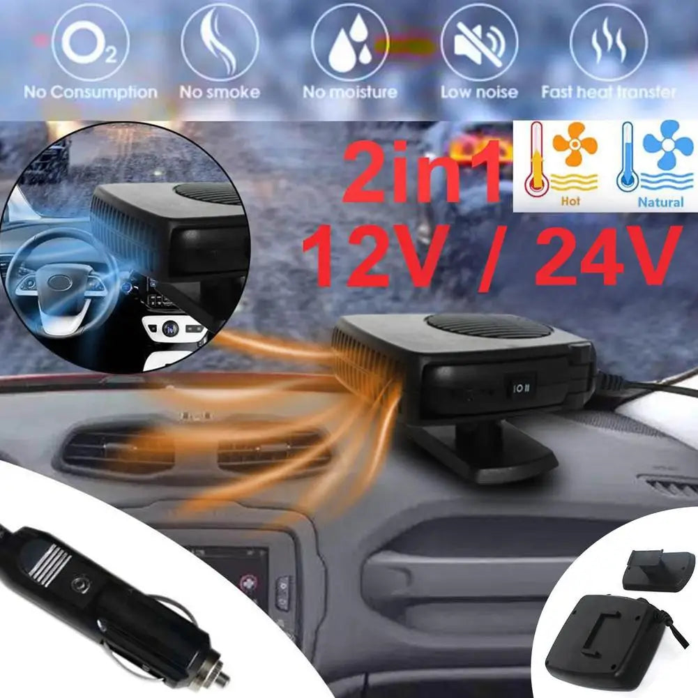 2-in-1 Car Heater & Fan 12V/24V | Defroster & Demister