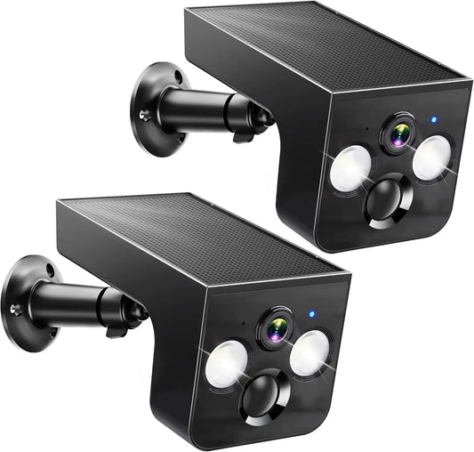 Wireless Solar Security Camera 2K Outdoor AI Motion Detection Color Night Vision Waterproof 2-Pack Peaceful Pleasures Health and Wellness United States