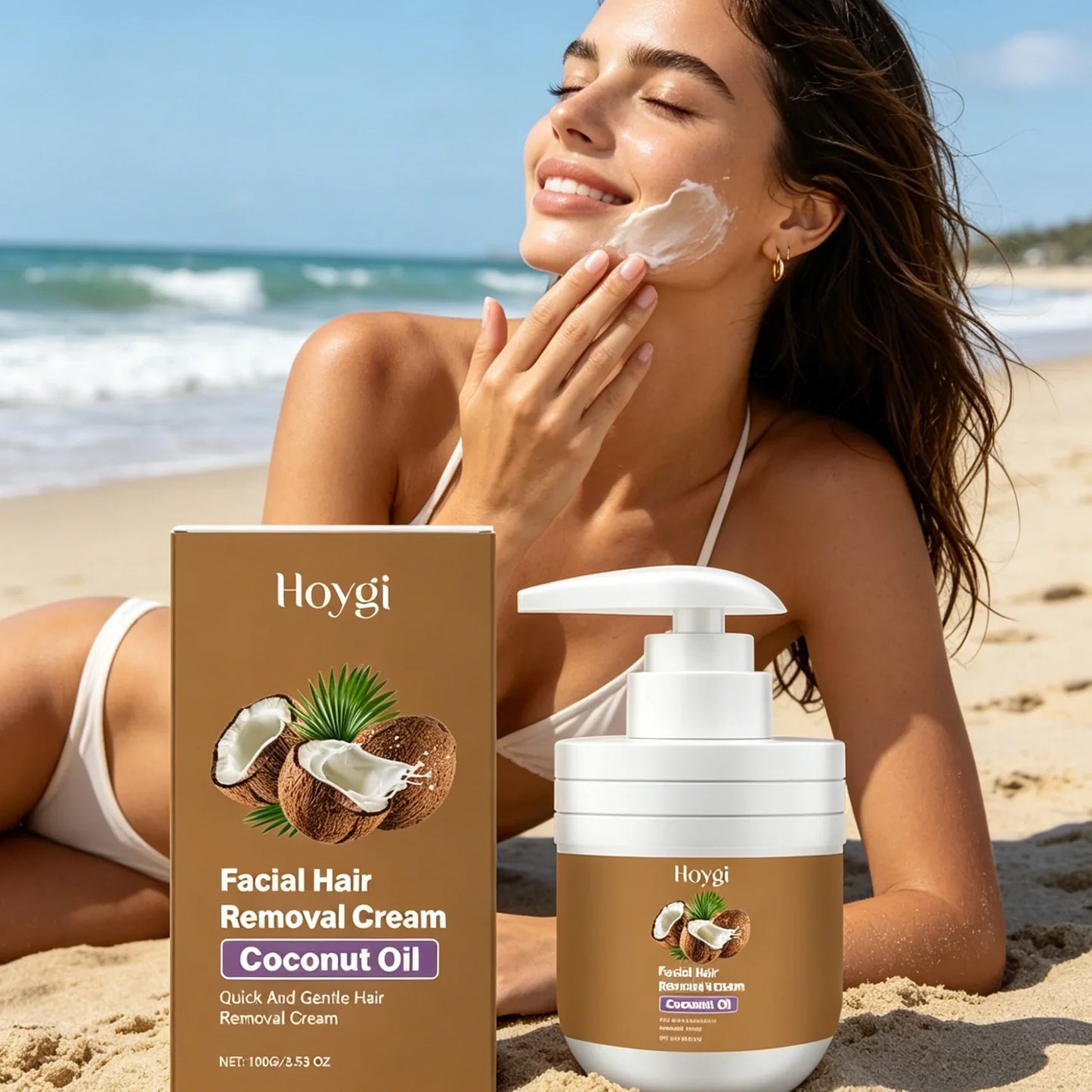 Hoygi Facial Hair Removal Cream – Coconut Oil & Centella 100g
