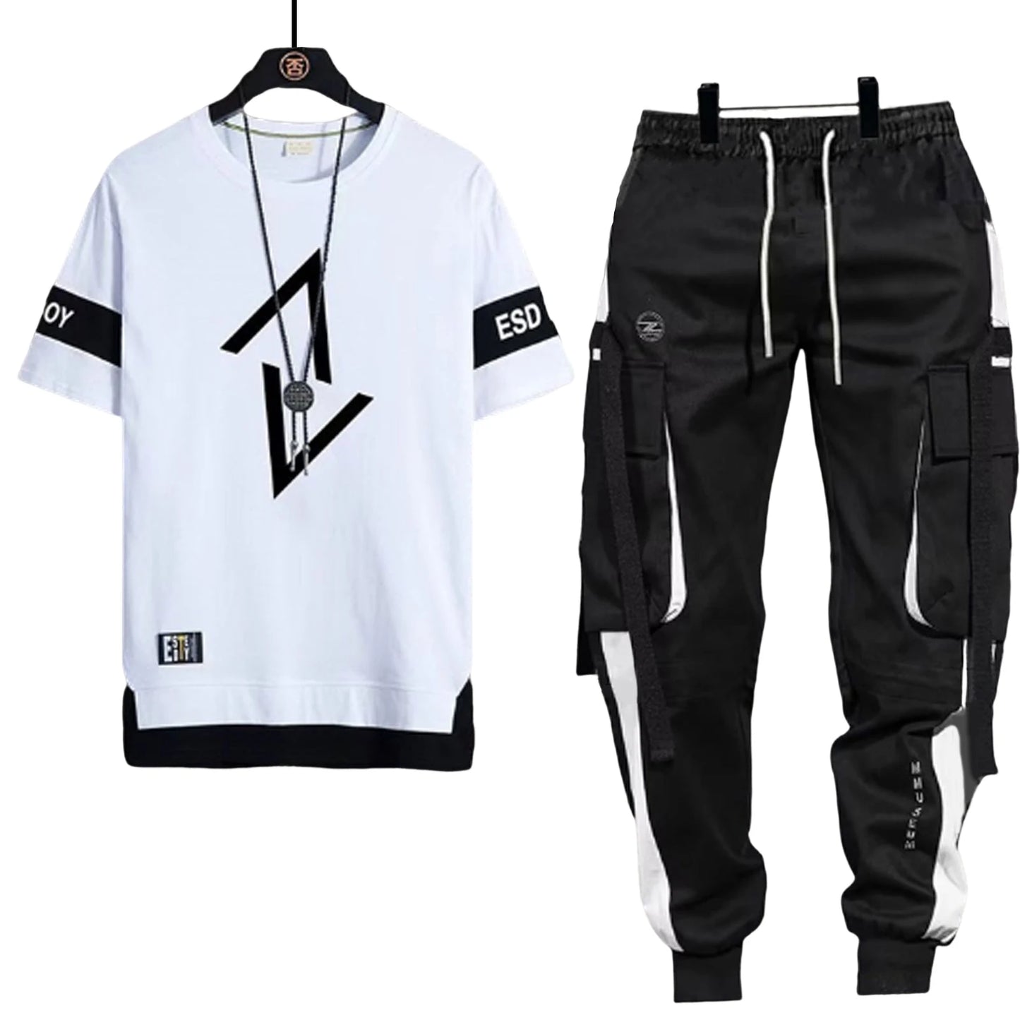 2 Piece Top Pants Suit n Short-Sleeved T-Shirt Large Size Clothes for Sport Running Hiking Biking Peaceful Pleasures Health and Wellness M Set On White