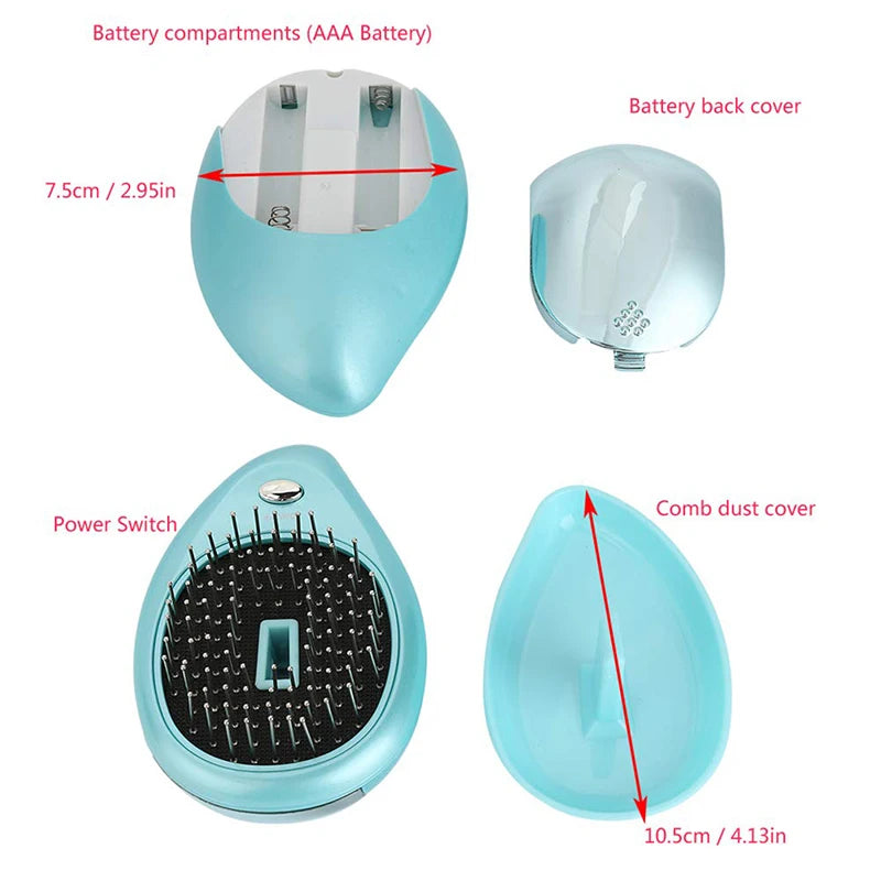 New Product Electric Sonic Vibration Magnetic Massage Comb Ion Anti-static Mini Hair Straightening Comb Peaceful Pleasures Health and Wellness
