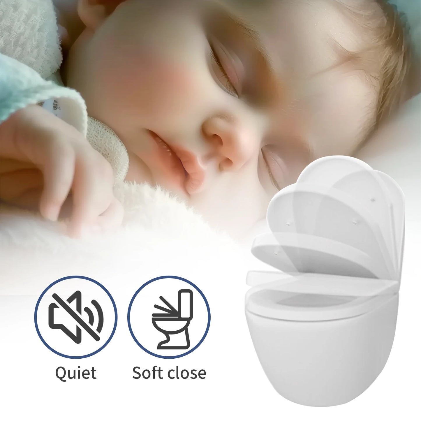 Bidet Toilet Seat Lid Quiet-Close Heavy Duty Slow Close Bowl Seats Quick Release Easy Cleaning Removable Cover Pad O/U-shape Peaceful Pleasures Health and Wellness