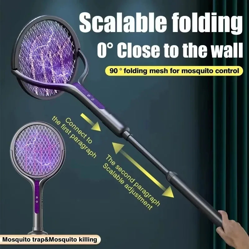 2-in-1 Electric Mosquito Swatter with LED Lamp | USB Rechargeable