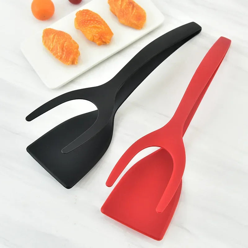 2 In 1 Shovel Clip Silicone Grip Flip Tongs Egg Steak Spatula Tongs Clamp Pancake Fried Turners Cooking Tool Kitchen Accessories Peaceful Pleasures Health and Wellness