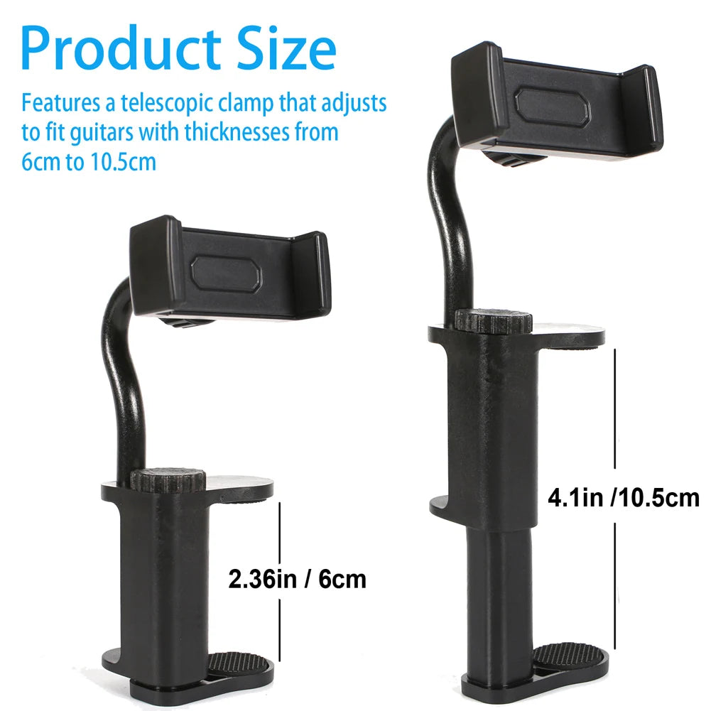 Adjustable Phone Support Hands-Free Guitar Stand Holder Multi-Purpose Guitar Camera Clamp for Microphones Stand/Smartphones Peaceful Pleasures Health and Wellness