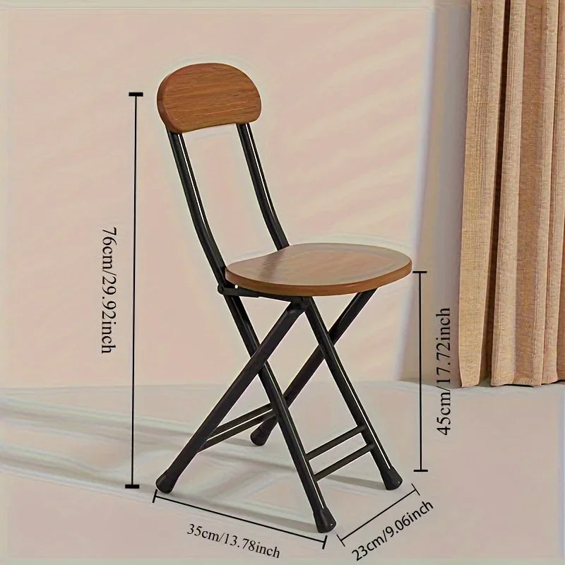 Classic Style Folding Chair with Oval Seat Portable, No Assembly Needed, Durable Metal Frame Hardwood Construction for Home Peaceful Pleasures Health and Wellness
