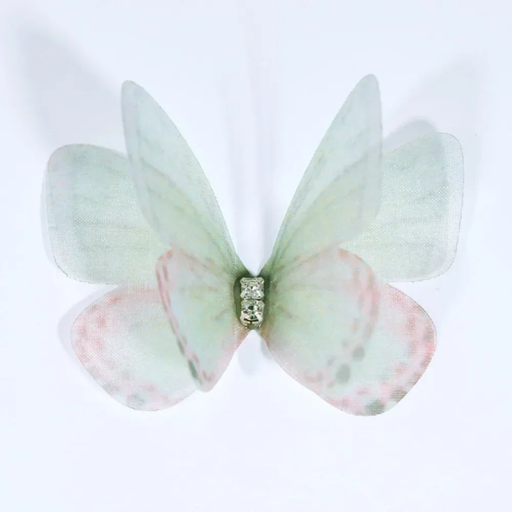 50Pcs 3D Organza Butterfly Appliqués – Gradient Mesh Patches