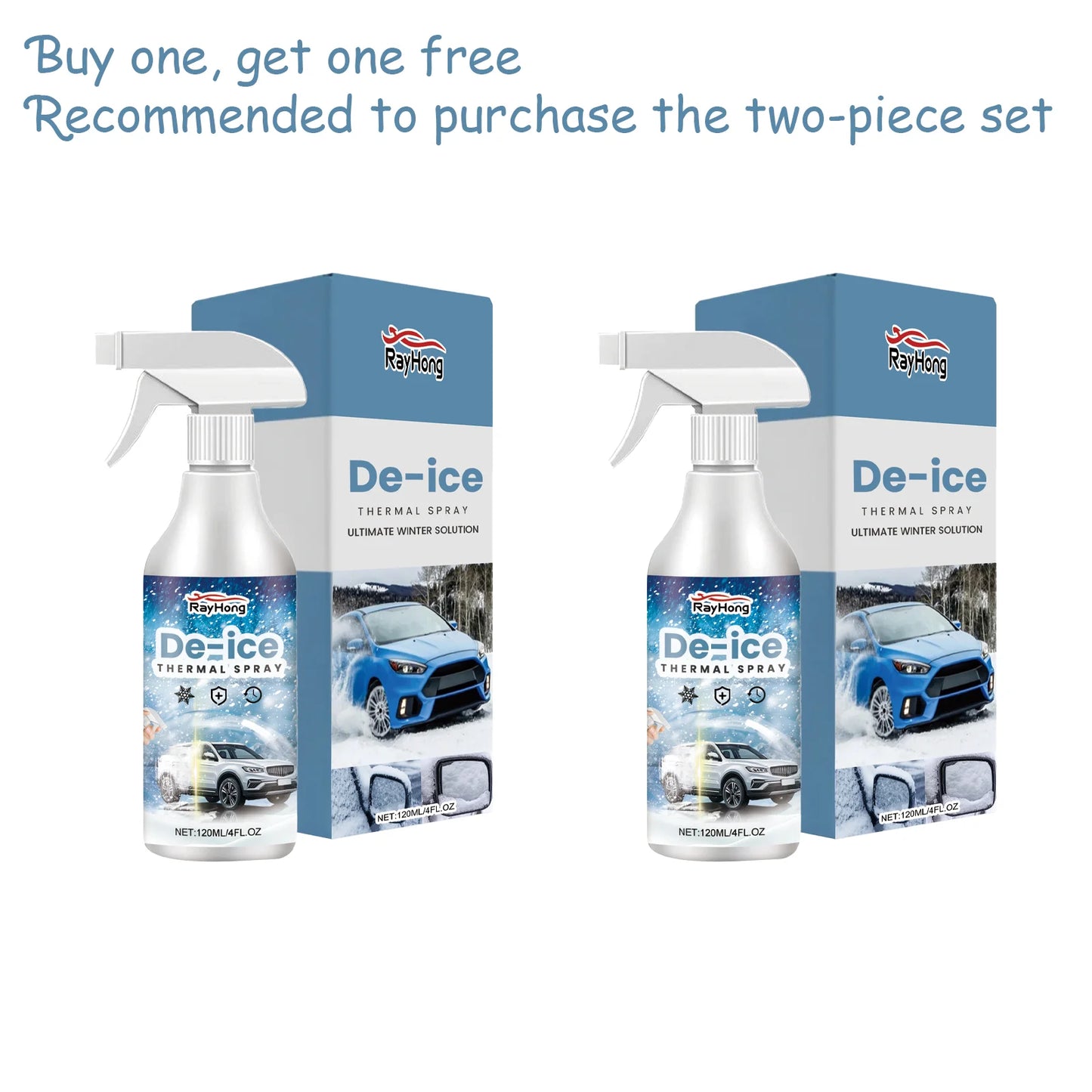 Rayhong 120ml Car De-Icer Spray | Fast Windshield Ice Melt