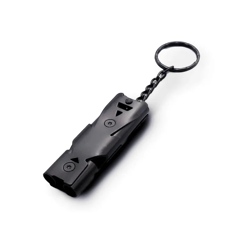 Outdoor Survival Whistle Double-tube Blast Whistle Stainless Steel High-frequency Earthquake Rescue Whistle High-decibel Whistle Peaceful Pleasures Health and Wellness Black