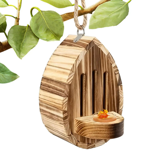Wooden Teardrop-Shaped Butterfly House Natural Outdoor Decoration For Yard Patio Balcony Garden Pathway, Unique Garden Art Peaceful Pleasures Health and Wellness