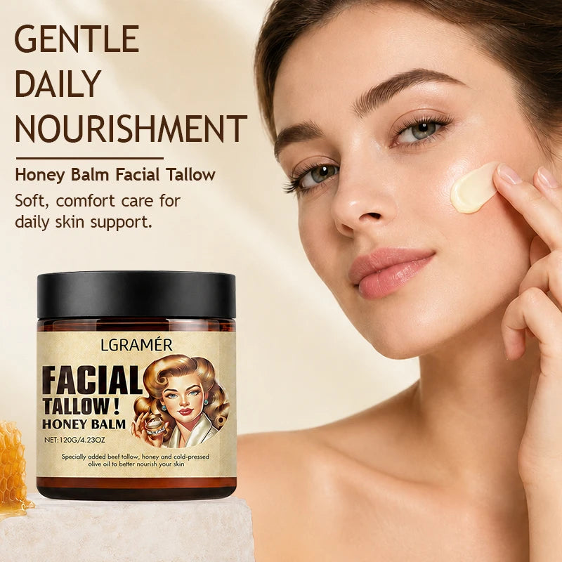 30g/60g/120g Facial Tallow Honey Balm Cream Natural Beef Tallow Face Cream with Olive Oil,Moisturizing & Nourishing for Dry Skin Peaceful Pleasures Health and Wellness
