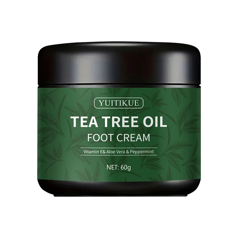 YUITIKUE Tea Tree Oil Foot Cream - Vitamin E Aloe Vera Peppermint Foot Care Moisturizing Cream for Dry Feet Peaceful Pleasures Health and Wellness 1pc 60g