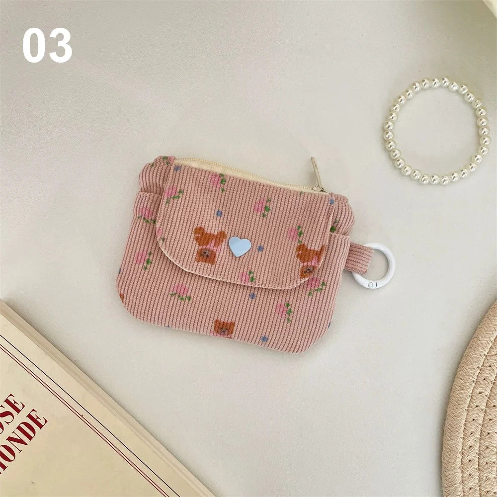 Corduroy Coin Purse Women's Wallet Zipper Card & Makeup Bag