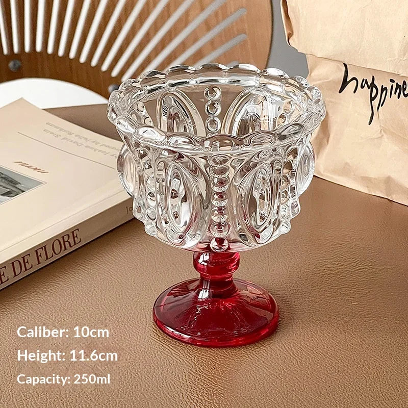 2026 Hot Nordic Relief Cup Glass Cup Ice Cream Ice Cream Dessert Yogurt Pudding Home Dessert Coffee Cup Home Breakfast Container Peaceful Pleasures Health and Wellness Red 230
