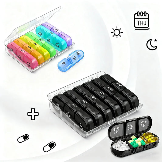 Pill Box 7 days Organizer 21 grids 3 Times One Day Portable Travel with Large Compartments for Vitamins Medicine Fish Oils Peaceful Pleasures Health and Wellness