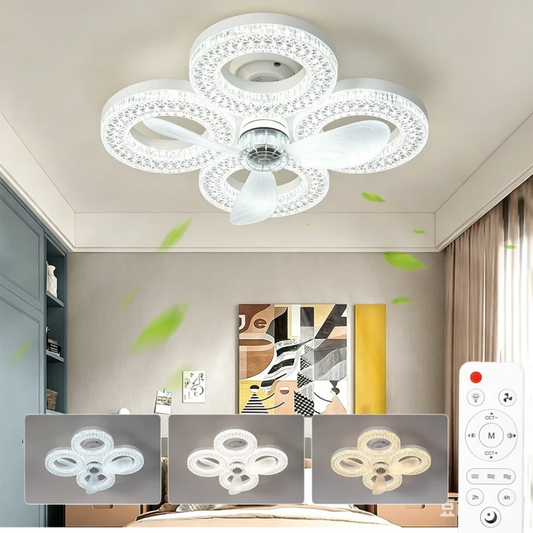 48W Smart LED Ceiling Fan Light | E27 Remote Dimmable Timer LED Ceiling Fan Light Peaceful Pleasures Health and Wellness