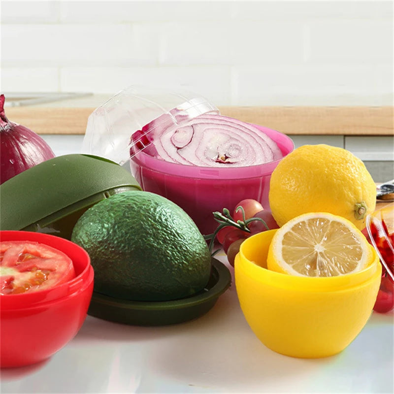 5pcs Food Savers Avocado Keepers Storage Container for Onion Lemon Pepper Tomato Garlic Creative Kitchen Refrigerator Gadget Peaceful Pleasures Health and Wellness