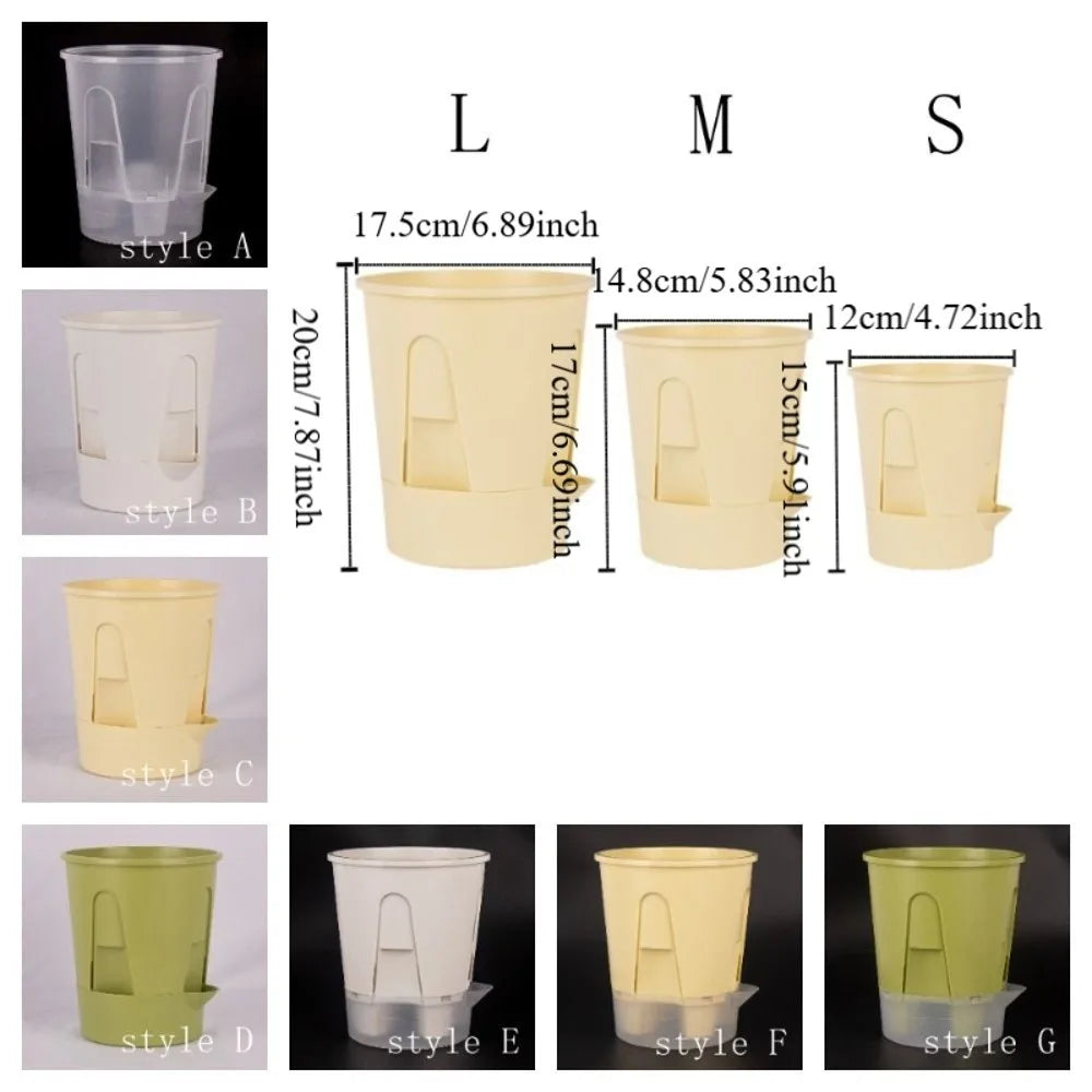 Self-Watering Plastic Flowerpot | Water Storage & Drain Holes