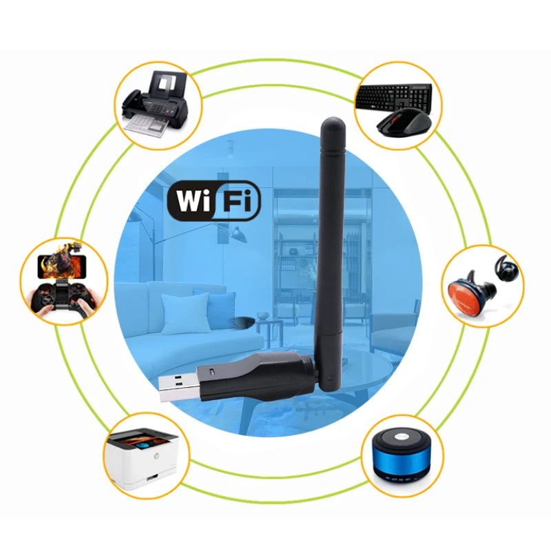 150Mbps Mini USB WiFi Adapter 2.4GHz with Antenna USB Wireless Network Card 802.11n/g/b Ethernet USB dongle LAN PC WiFi Receiver Peaceful Pleasures Health and Wellness