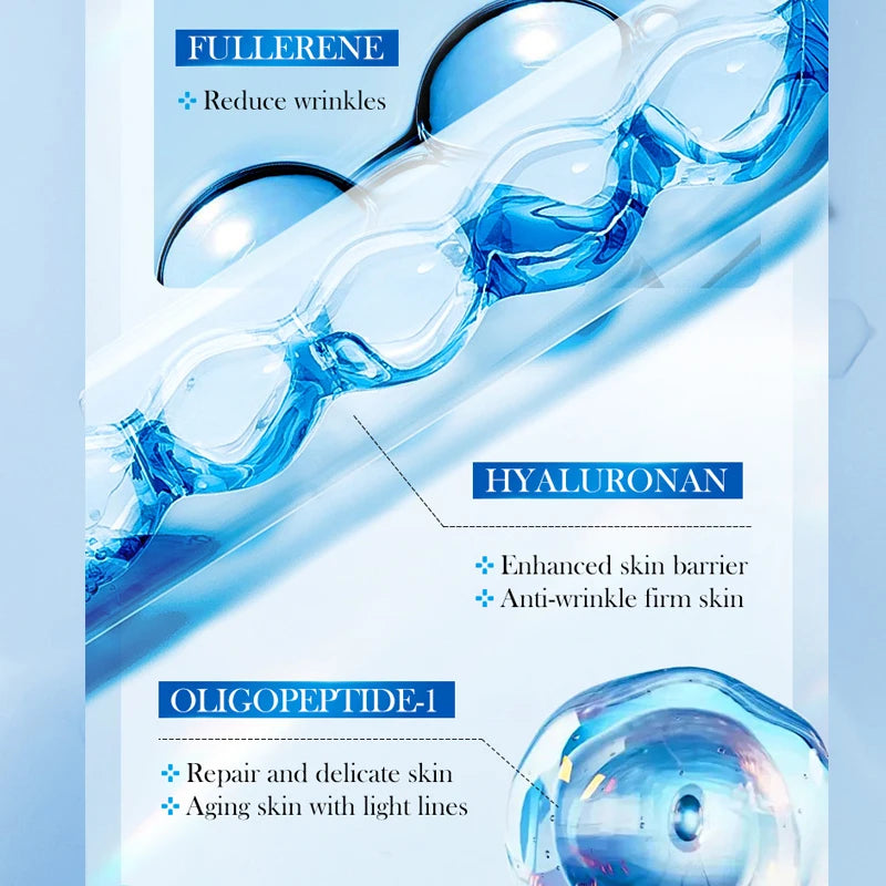 Hyaluronic Acid Face Serum Moisturizing Skin Deep Nourish Fullerenes Collagen ElasticSerum Brightening Lifting Skin Care Essence Peaceful Pleasures Health and Wellness