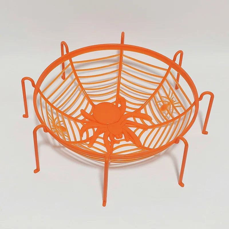 Halloween Black Spider Web Bowl Fruit Plate Candy Biscuit Basket