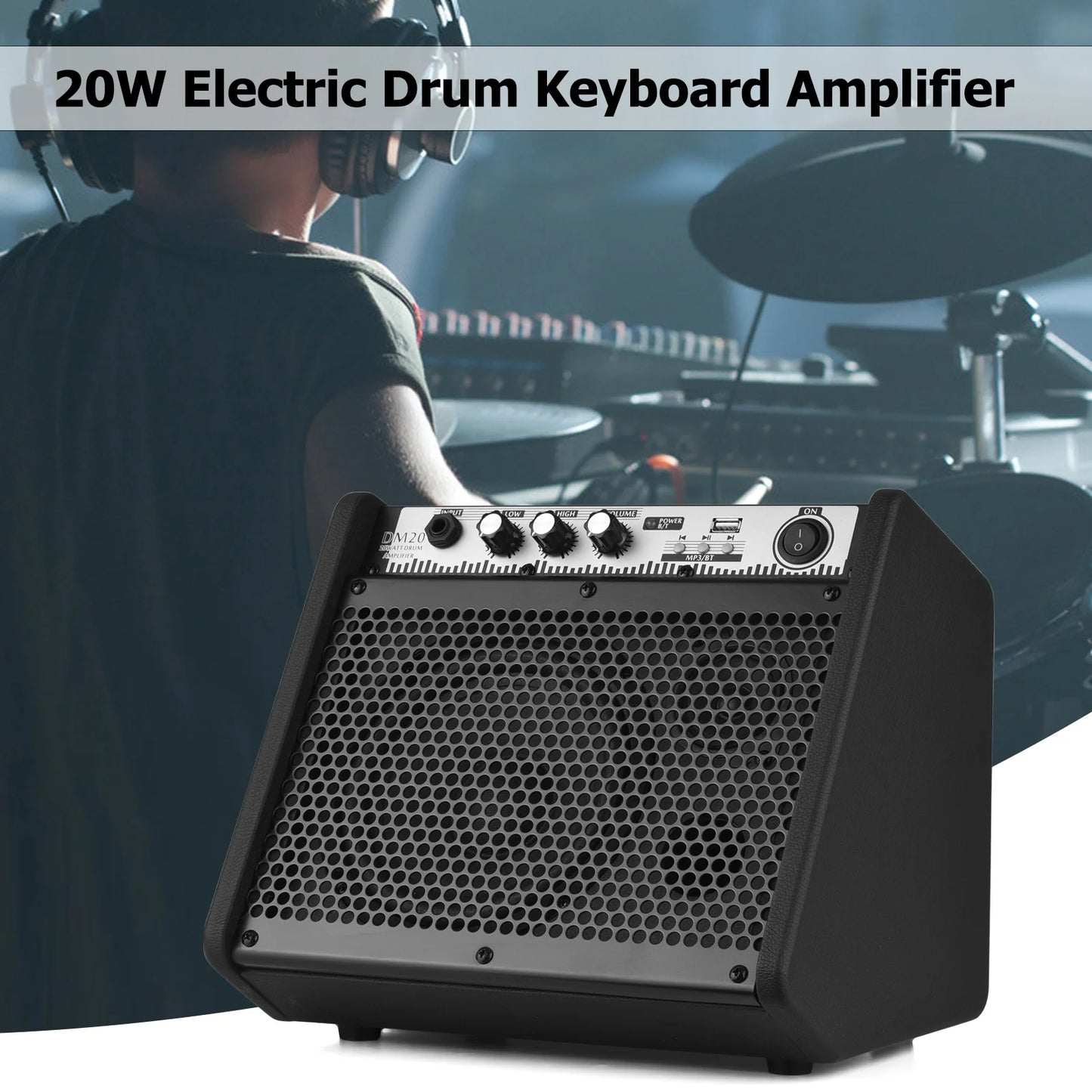 Amplifier Keyboard Amp Wireless BT Speaker 2-Band EQ Supports USB MP3