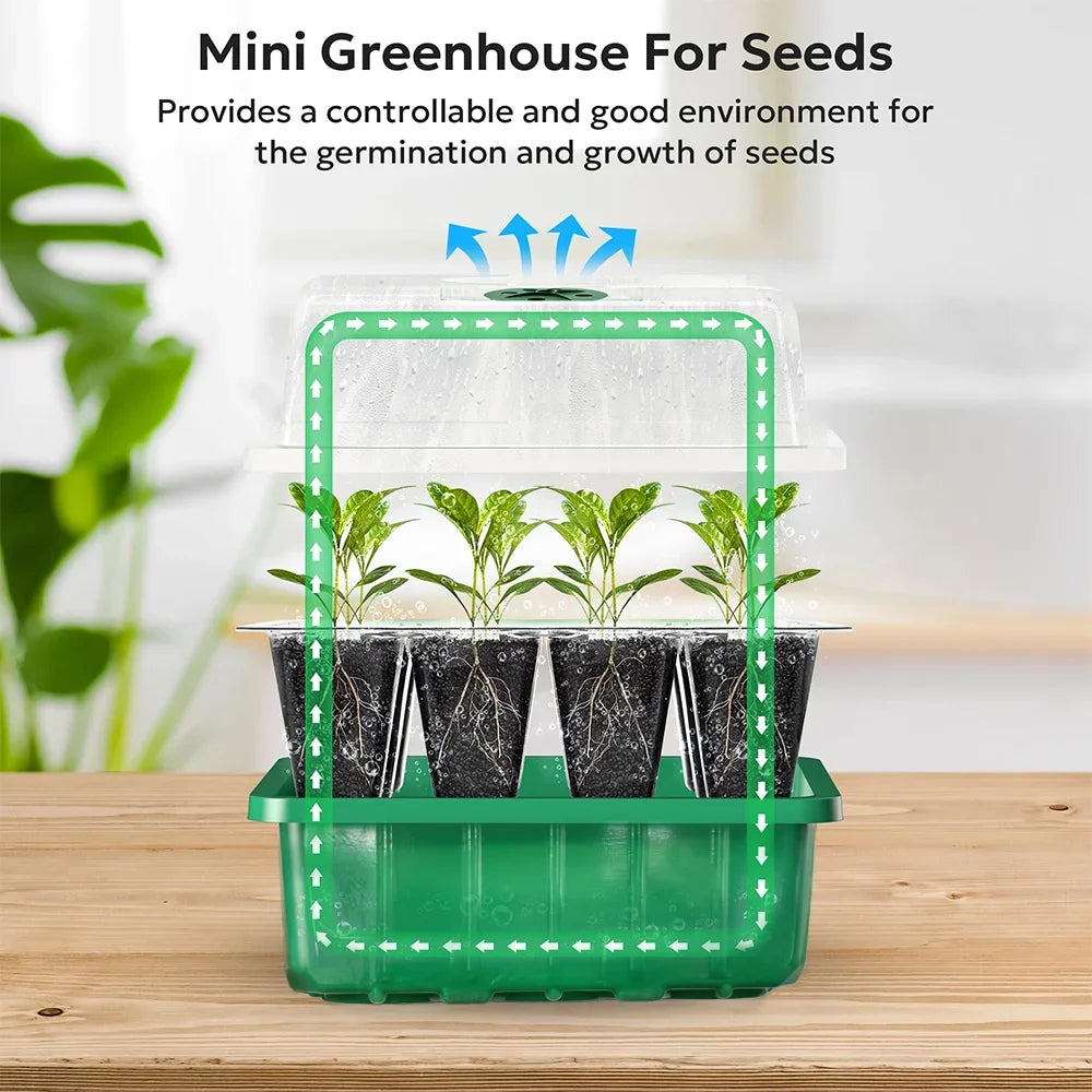 Seed Starter Tray Plant Starter Kit and Base Mini Greenhouse Germination Kit for Seeds Growing Starting Peaceful Pleasures Health and Wellness
