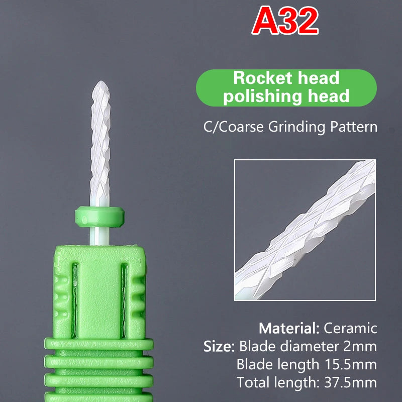 Ceramic Milling Cutter Nail Drill Bit Electric Manicure Pedicure Mill Bits Machine Files Nail Art Tools Equipment Peaceful Pleasures Health and Wellness A32