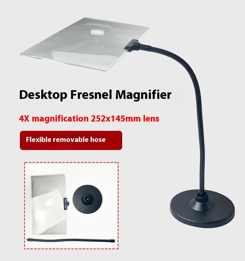 Super Large Magnifier White Light Fresnel Magnifying Lens 4X Reading and Reading Hose Desktop Clip On Magnifying Glass Peaceful Pleasures Health and Wellness 3