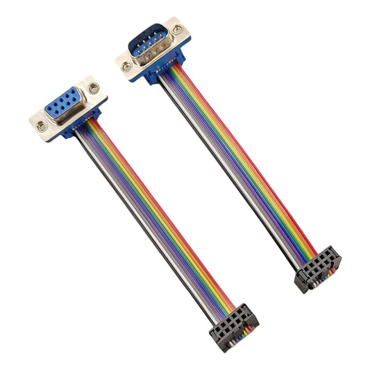 D-Sub DB9 9 Pin Male / Female Connector to FC-10P IDC Female 2.54mm 10 Pin Rainbow / Multicolor Flat Ribbon Cable to DIDC 9P Peaceful Pleasures Health and Wellness