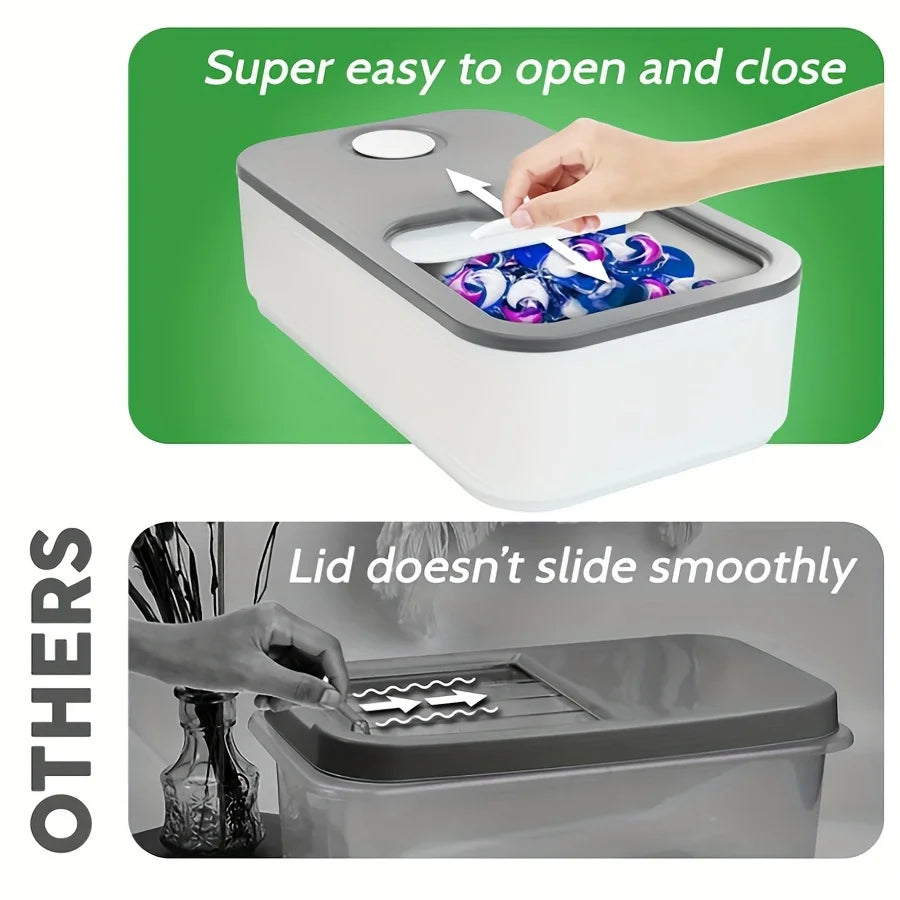 Laundry Pod Container with Slide Lid – Laundry Room Storage Organizer