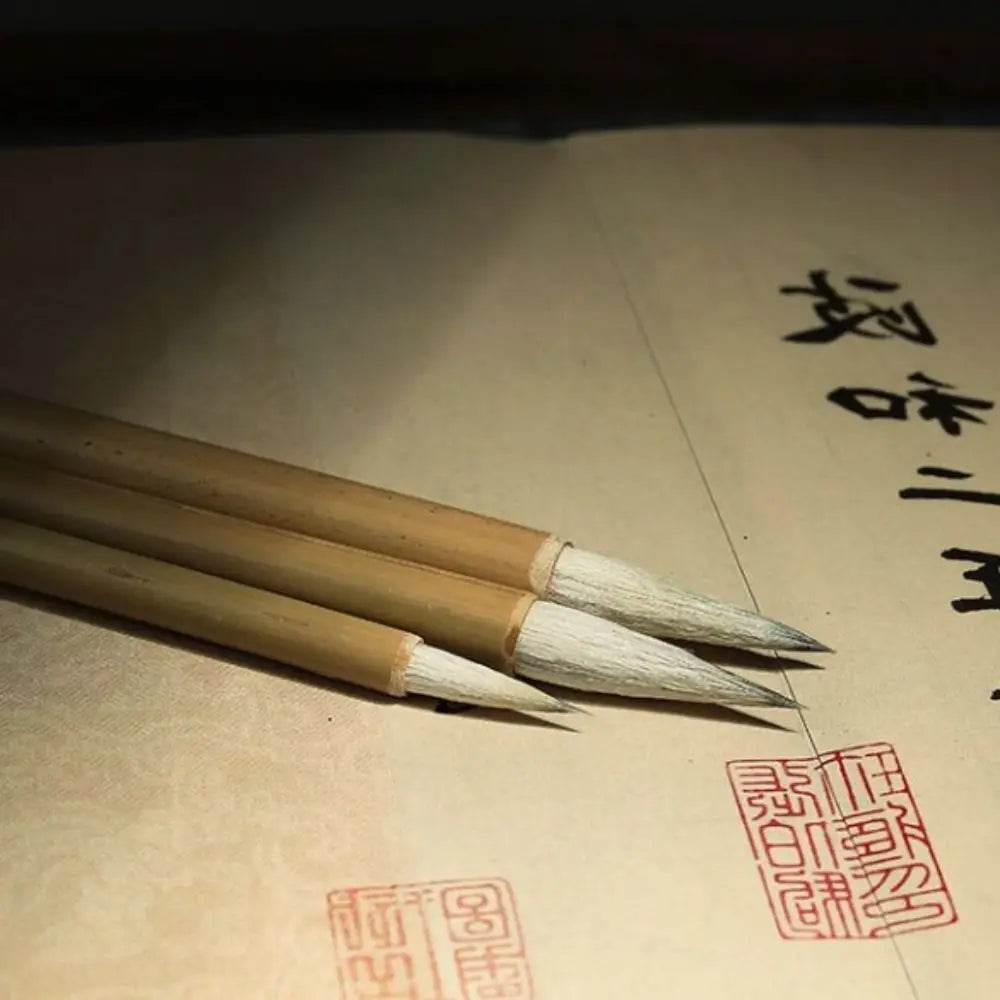 Traditional Chinese Calligraphy Brush Oil Painting Oil Watercolor Scriptures Writing Brush Wolf Hair Bamboo Art Paint Brush Peaceful Pleasures Health and Wellness