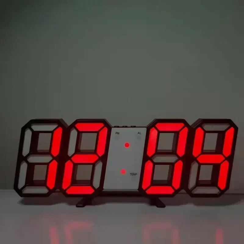 LED Digital Alarm Clock – Wall & Desk, Calendar, 3 Brightness