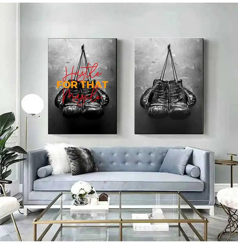 Style Picture Wall Art Modular Home Decoration Painting Print Poster for Living Room Cuadros Boxing Gloves Vintage Canvas Nordic Peaceful Pleasures Health and Wellness