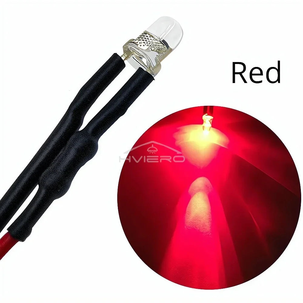 3mm Pre-Wired LED Bulbs DC 12V Water Clear | 5–100 Pack