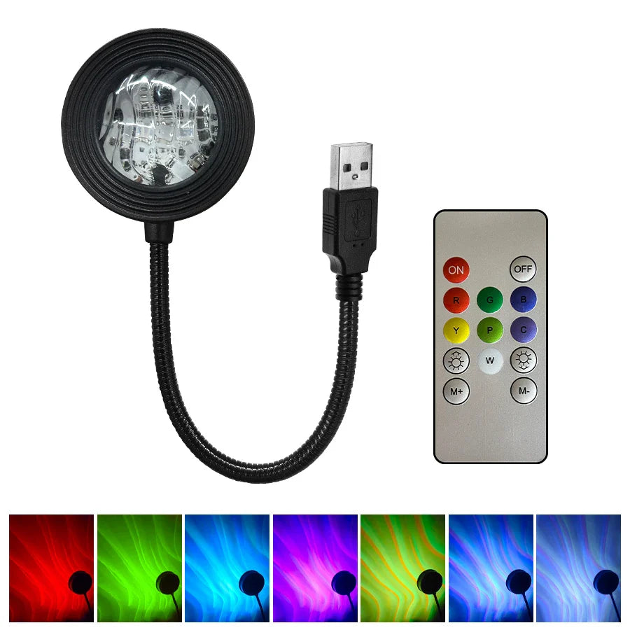USB Sunset Projector Night Light – Colorful Ambient Room Lamp