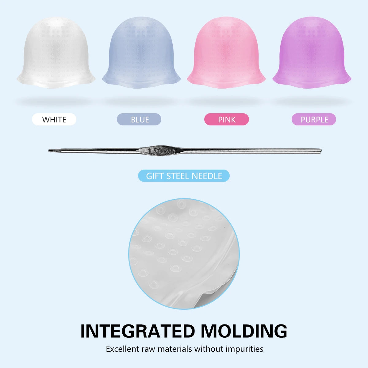 For Hair Dying Salon Dye Silicone Cap With Needle Silicone Hair Highlights Cap Needle Reusable Hair Hairstyling Tools Peaceful Pleasures Health and Wellness