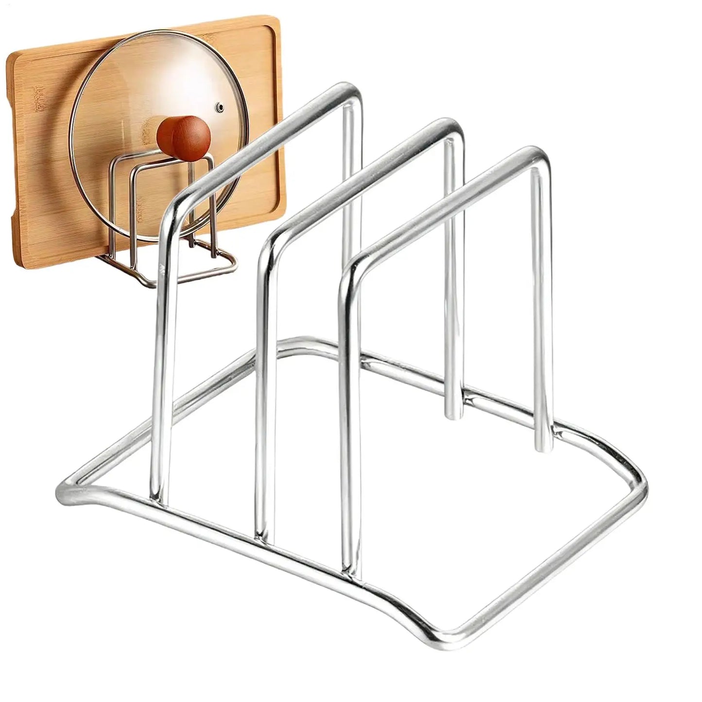 Stainless Steel Cutting Board & Pot Lid Organizer Rack