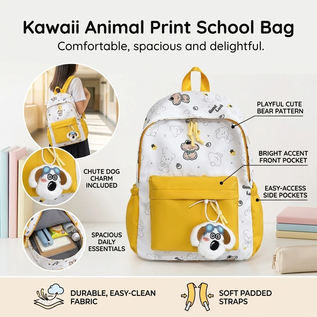 School Style Cartoon Backpack For Teen Girls Durable Waterproof School Bag With Laptop Compartment Peaceful Pleasures Health and Wellness