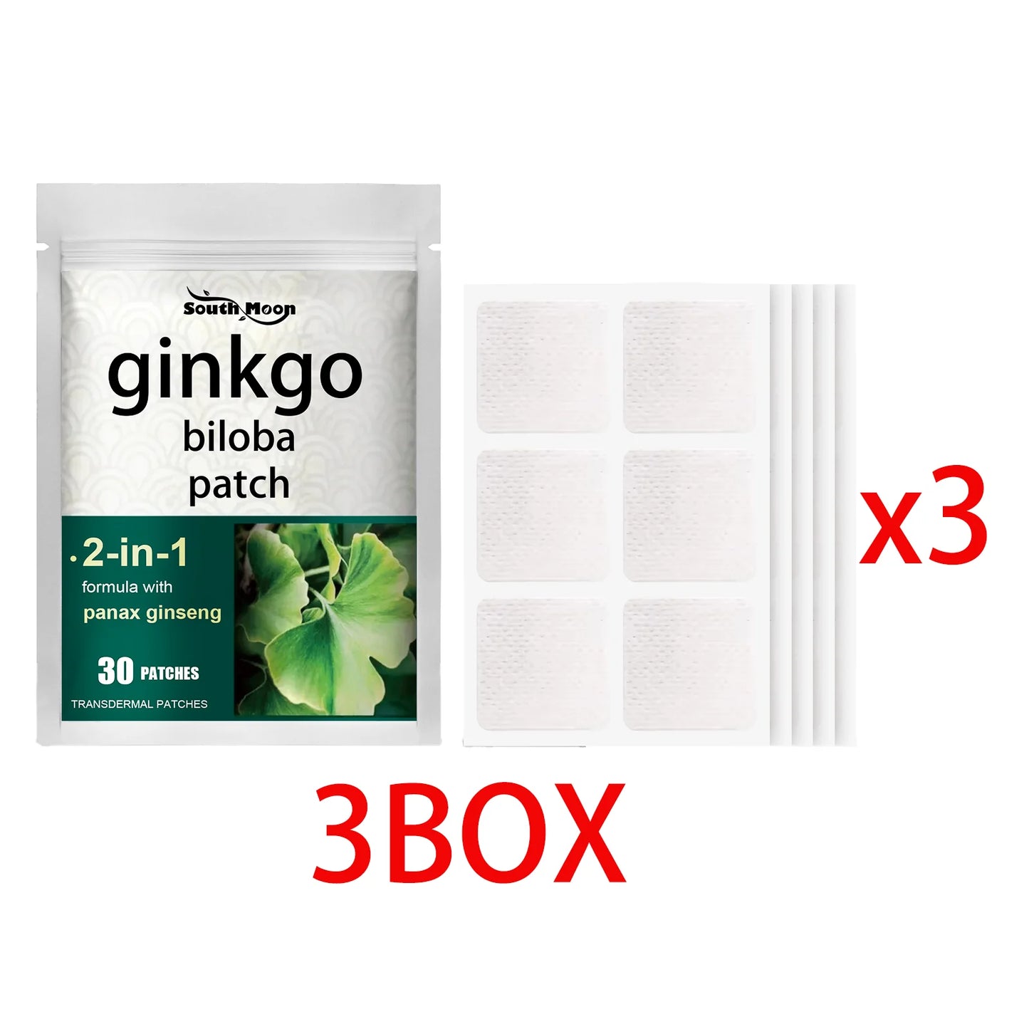 Ginkgo Biloba & Ginseng Herbal Focus Patches – 30-Pack