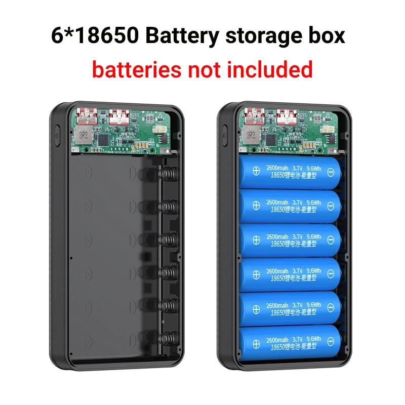 DIY 18650 Power Bank Case – Dual USB, Type-C & LED Light