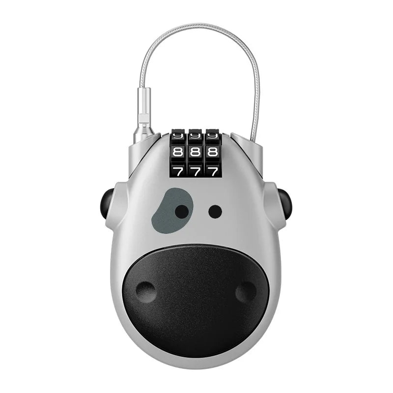 Retractable Steel Cable Combination Lock – Bike, Helmet & Travel Cable Combination Lock Peaceful Pleasures Health and Wellness silver