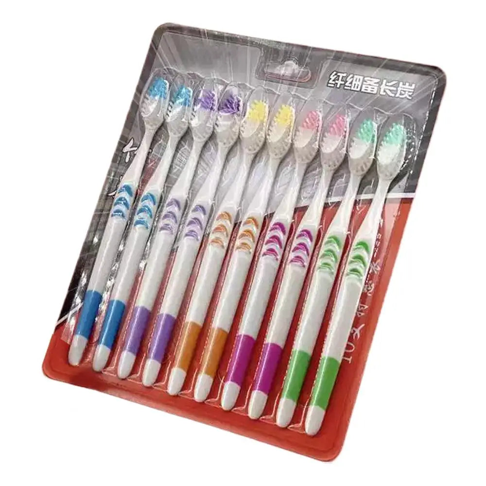 10-Pack Bamboo Charcoal Soft Toothbrush Set – Gum Care