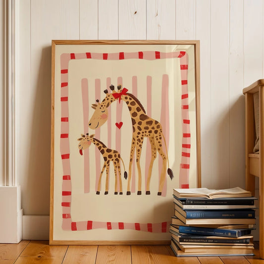 Cartoon Giraffe Canvas Wall Art Print | Kids Room Decor Canvas Wall Art Print Peaceful Pleasures Health and Wellness G4740 30x40cm Unframed