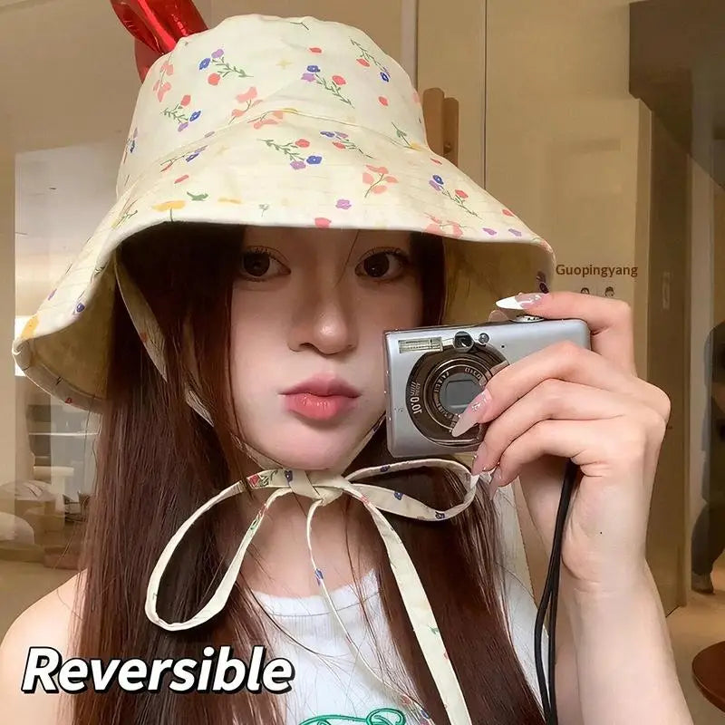 Floral Reversible Bucket Hat – Women's Wide Brim Sun Hat