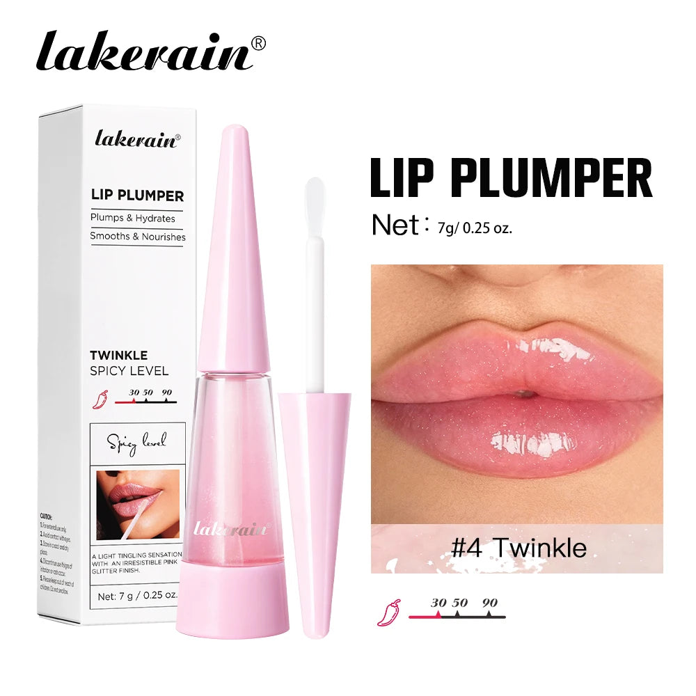Lakerain Lip Plumper Deep Hydration Long-Lasting Nourishment High-Shine Gloss Shining Voluminous Finish Lip Moisturizing Liquid Peaceful Pleasures Health and Wellness Twinkle
