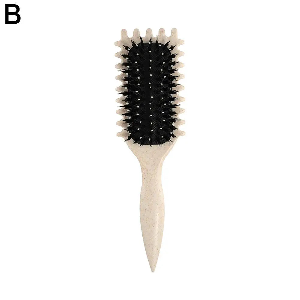 Styling Curly Hair Styling Brush Scalp Massage Wild Boar Curling Comb Untie Curly Brush Tangled Barber Hair Styling Tools Peaceful Pleasures Health and Wellness B flaxen