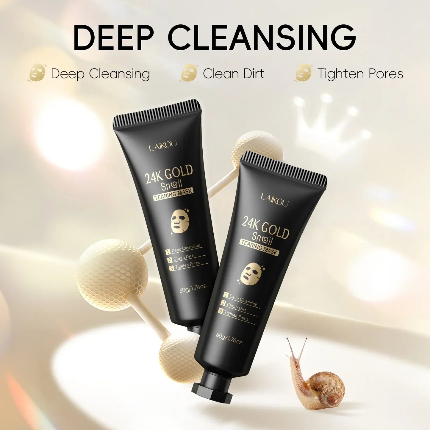 LAIKOU 24K Gold Snail Collagen Peel-Off Face Mask 50g Peaceful Pleasures Health and Wellness