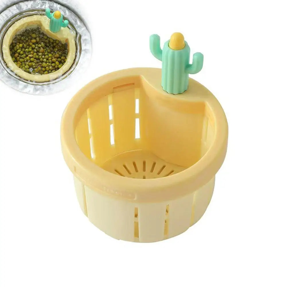 1／２pcs Cactus Sink Drain Strainer Press Automatic Dumping Basket Multi-functional Use Filter Net for Tub Kitchen Waste Collector Peaceful Pleasures Health and Wellness green